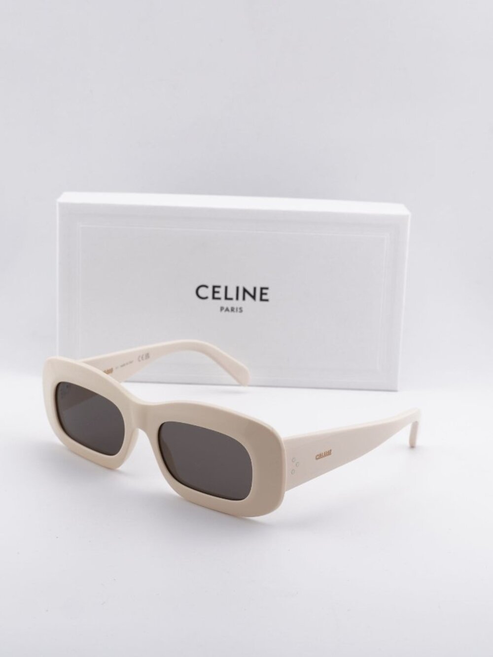 Celine CL40294I 25A Rectangle Sunglasses - Ivory / Grey